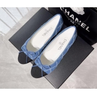 Best Product Chanel Quilted Denim & Grosgrain Ballerinas Blue/Black 030266