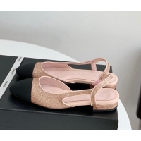 Top Design Chanel Glitter & Grosgrain Slingbacks Flats G31319 Pink 030373