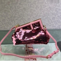 Grade Design Fendi First Small Sequins Bag 129M85 Pink 2022