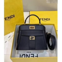 Unique Grade Fendi Peekaboo Mini Bag in Calf Leather 8596S Black 2022