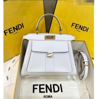 Promotional Fendi Peekaboo Medium Bag in Calf Leather 8596M White 2022