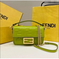 Top Quality Fendi Baguette Mini Nappa Leather Bag 0135AS Acid Green 2023