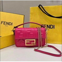 Promotional Grade Fendi Baguette Mini Nappa Leather Bag 0135AS Dark Pink 2023