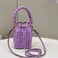 Top Quality Fendi Mon Tresor Mini Bucket Bag in FF Canvas 038D Lilac Purple 2023