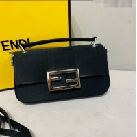 Top Quality Fendi Baguette Mini Satin Bag 0108 Black 2023