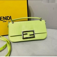 Affordable Price Fendi Baguette Mini Satin Bag 0108 Acid Green 2023