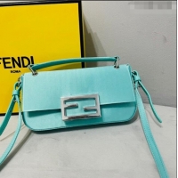 Promotional Fendi Baguette Mini Satin Bag 0108 Turquoise Blue 2023