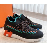 Pretty Style Hermes Flex Knit Sneakers Black/Blue 090923