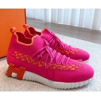 Popular Style Hermes Flex Knit Sneakers Dark Pink 090924