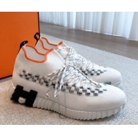 Luxury Hermes Flex Knit Sneakers White 090926