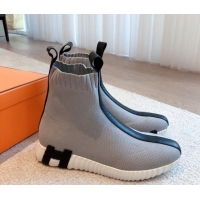 Durable Hermes Bouncing Knit Ankle Boots Grey/Black 092178