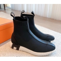 Purchase Hermes Bouncing Knit Ankle Boots Black 092180