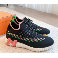 Luxurious Hermes Flex Knit Sneakers Black 092183