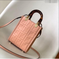 Well Crafted Fendi Sunshine FF Leather Mini Shopper Bag FD015 Pink 2023