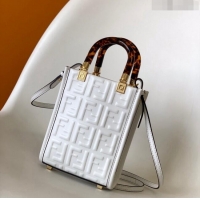 Promotional Fendi Sunshine FF Leather Mini Shopper Bag FD015 White 2023