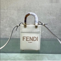 Promotional Fendi Sunshine Leather Mini Shopper Bag FD0213 White 2023