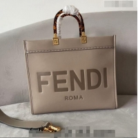 Well Crafted Fendi Sunshine Grained Leather Medium Shopper Bag FD8372 Grey 2023