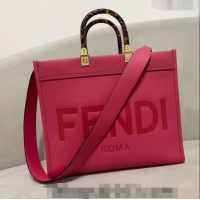 Fashion Design Fendi Sunshine Grained Leather Medium Shopper Bag FD8372 Dark Pink 2023