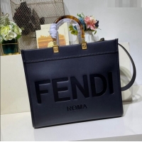 Shop Promotional Fendi Sunshine Leather Medium Shopper Bag FD8372 Black 2023