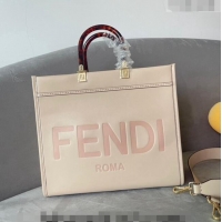 Buy Discount Fendi Sunshine Leather Medium Shopper Bag FD8372 Light Pink 2023