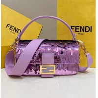 Grade Quality Fendi Baguette Medium Bag in 8601 Purple Sequins 2023