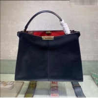 Pretty Style Fendi Peekaboo X-Lite Large Bag in FD8052 Black/Red Calfskin 2023