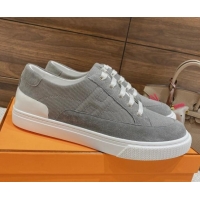 Most Popular Hermes Deep Sneakers Ribbed Fabric and Suede Dark Grey 110439