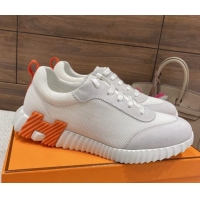 Hot Style Hermes Bouncing Sneakers in Mesh and Suede White 110461