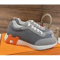 Popular Style Hermes Bouncing Sneakers in Mesh and Suede Grey 110463