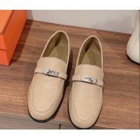 Duplicate Hermes Destin Loafers in Epsom Calfskin Beige 221205