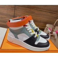 Low Cost Hermes Freestyle Calfskin High-top Sneakers Green/White 221218