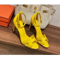 Top Design Hermes Premiere Heel Sandals 9 cm in Crocodile Embossed Leather 020867 Bright Yellow