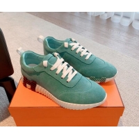 Perfect Hermes Bouncing Sneakers in Suede Light Green 3020874