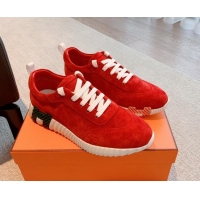 Best Product Hermes Bouncing Sneakers in Suede Red 020875