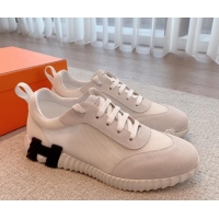 Best Price Hermes Bouncing Sneakers in Mesh and Suede White 020886