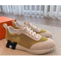 Best Grade Hermes Bouncing Sneakers in Mesh and Suede Green 020887