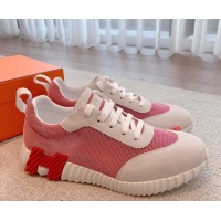 Low Price Hermes Bouncing Sneakers in Mesh and Suede Pink 020888