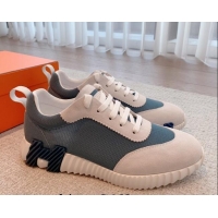 Good Looking Hermes Bouncing Sneakers in Mesh and Suede Denim Blue 020892