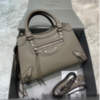 Promotional Balenciaga Neo Classic Small Bag in Grained Calfskin 638511 Khaki Grey/Silver 2021