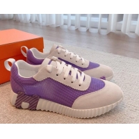 Best Grade Hermes Bouncing Sneakers in Mesh and Suede Purple 020895