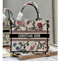 Grade Quality SMALL DIOR BOOK TOTE Natural Multicolor Raffia Embroidered with Dior Petites Fleurs M1265ZC