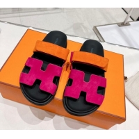 Best Price Hermes Chypre Sandals in Suede Orange/Rosy 0217055