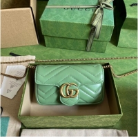 Big Discount Gucci GG Marmont matelasse super mini bag 476433 Sage green