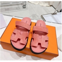 Shop Duplicate Hermes Chypre Sandals in Suede Pink 0217054