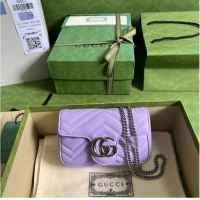 Famous Brand Gucci GG Marmont matelasse super mini bag 476433 Lilac