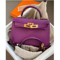 Well Crafted Hermes Original Epsom Leather KEL2278 Purple&gold-Tone