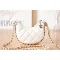 New Fashion Chanel mini Lambskin & Gold-Tone Metal AS3232 white