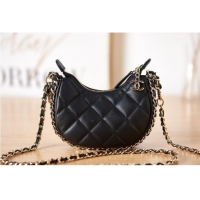 AAAAA Discount Chanel mini Lambskin & Gold-Tone Metal AS3232 black