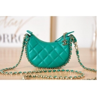 Free Shipping Chanel mini Lambskin & Gold-Tone Metal AS3232 green