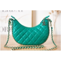 Popular Style Chanel small Lambskin & Gold-Tone Metal AS3917 green